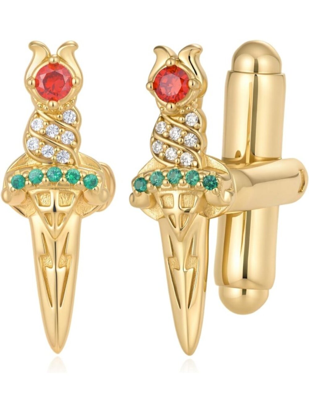 Stylish Gold Sword Cufflinks for Men - Sterling Silver Business Wedding